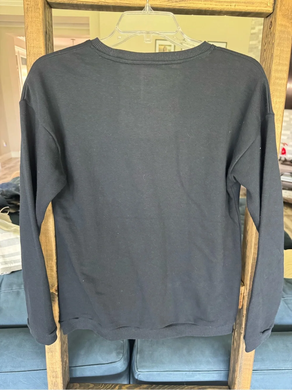 Disney Black Long Sleeve Tee with White Moon Phases & Jack Skellington Faces